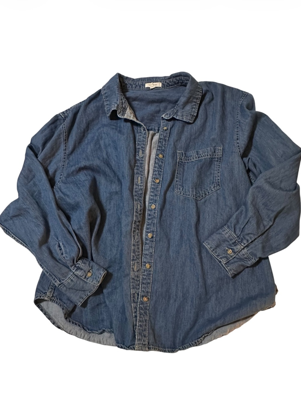 Maurices Blue Denim Button-Up Top